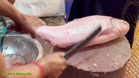 Excellent Fish Cutting Skill | Big Rohu Fish Cutting By Expert Fish Cutter