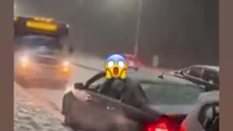 Traffic accident: sliding bus