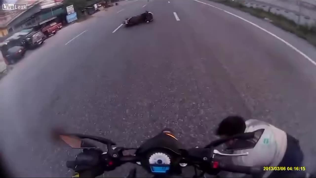 Biker barely escapes death