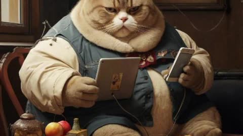 Fat cat uses iPad