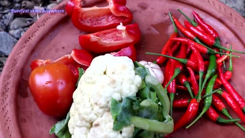 Cooking Cauliflower with Big Peppers for Eating delicious - Cauliflower recipe for Food ideas Ep 77