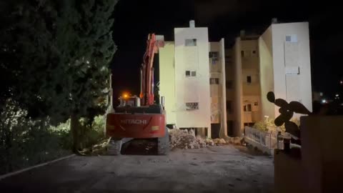 A residential building in Haifa that sustained heavy damage from a direct rocket