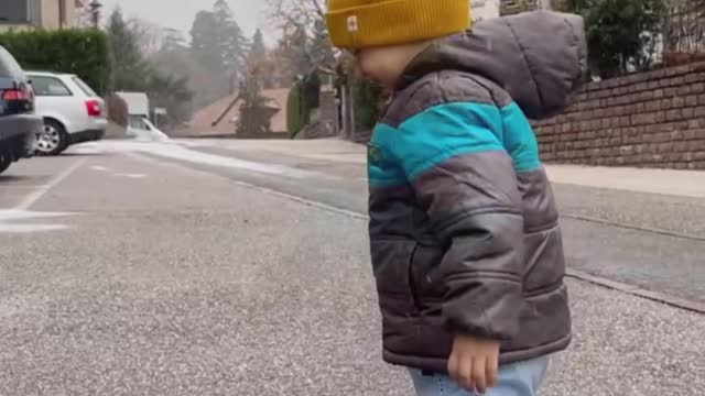 First snow for baby boy
