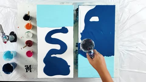 Acrylic Pouring Using Just Paint and Water- Oddly Satisfying ASMR