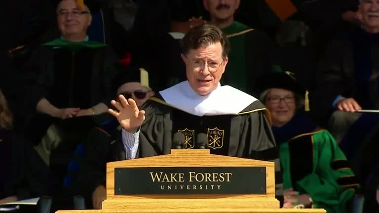 Colbert jokes about Tumblr black dress, new job at Wake Forest