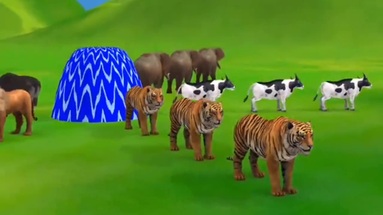 Paint Animals green screen | Animal Crossing Fountain | Tiger, Lion, Cow, Gorilla