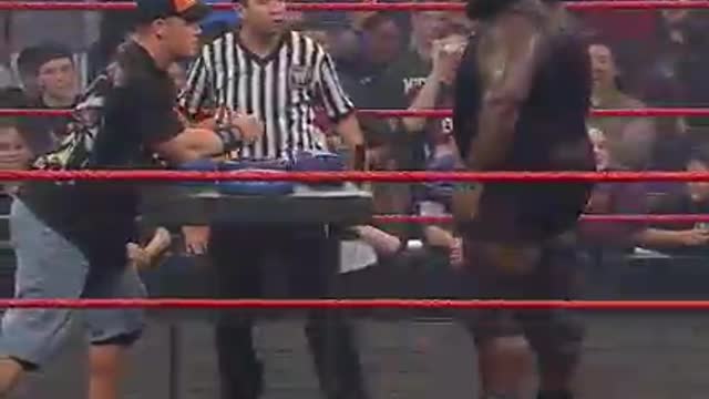 John Cena defeats mark henry in armwrestling