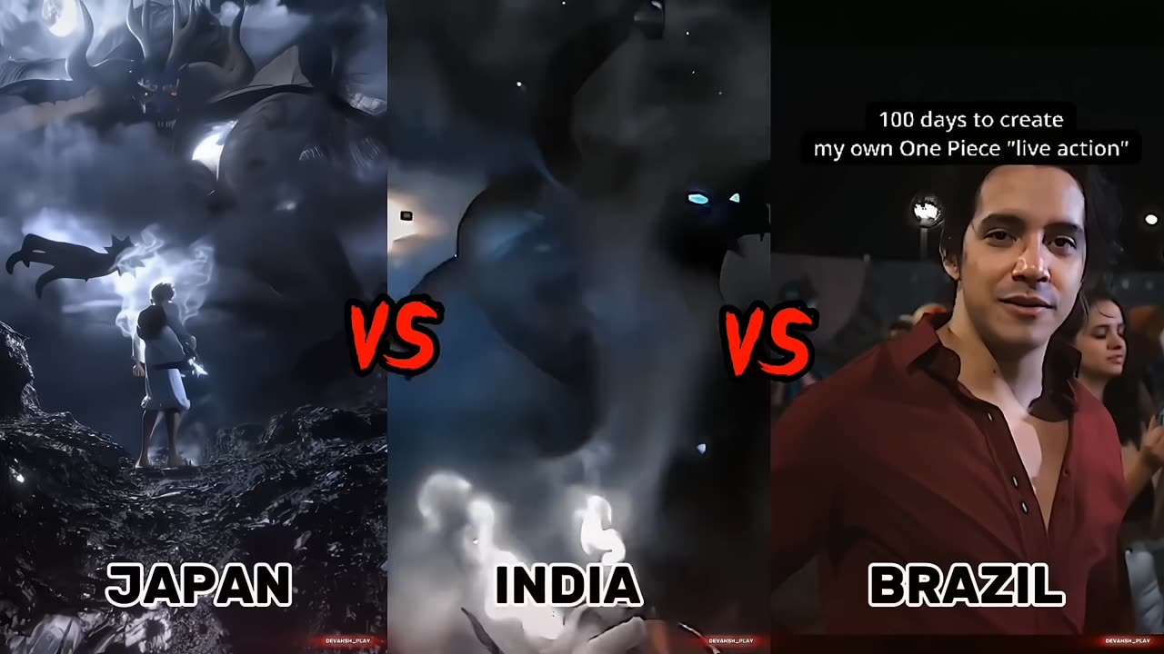 Monkey D Luffy Gear 5 Live Action - Japan Vs India Vs Brazil