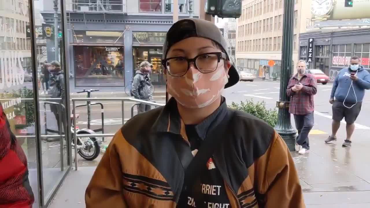 Portland Oregon Antifa protesting Powell Book Store