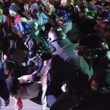 US police, against what appears to be peaceful demonstrators