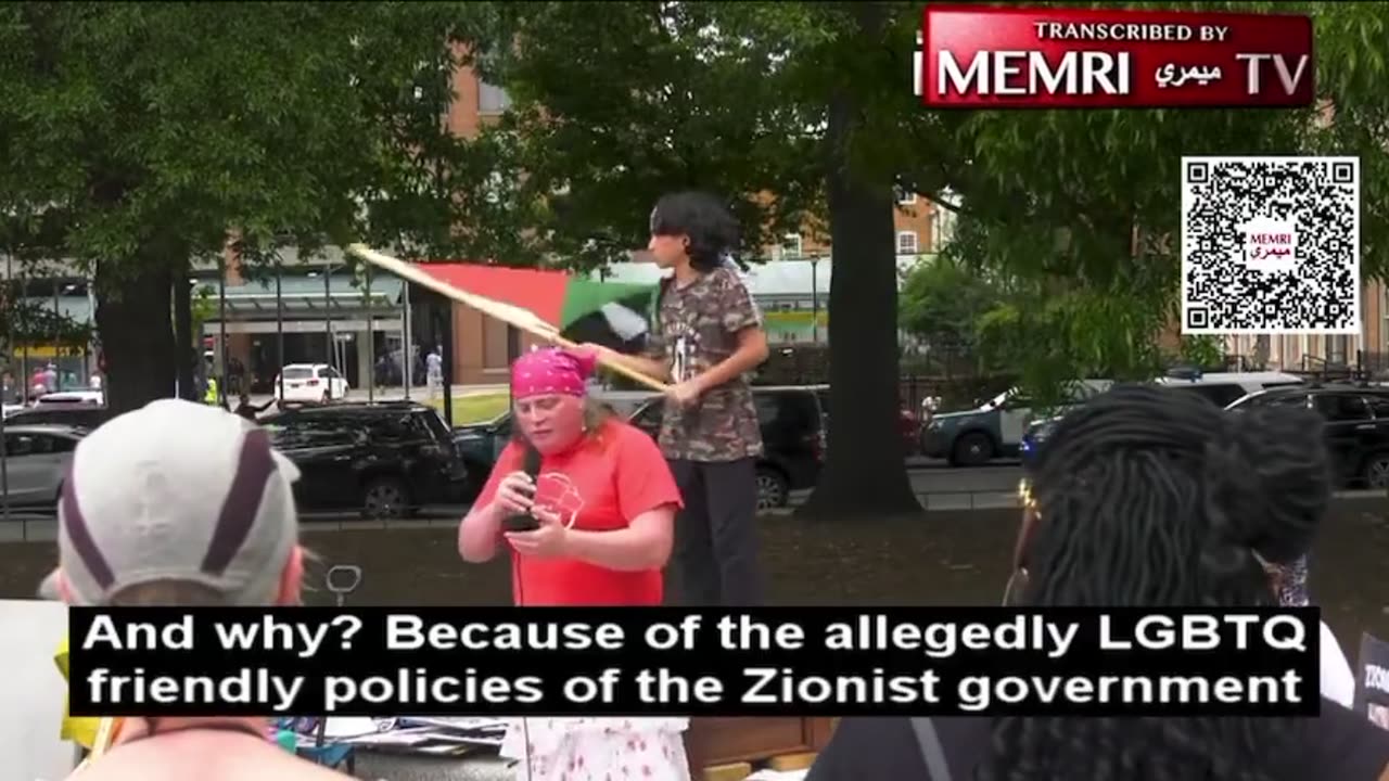 Delusional Trans Protester Gives Insane Speech Defending Palestine