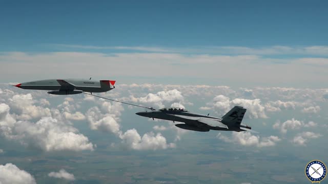 Unmanned MQ-25A Tanker Refuels Super Hornet for the First Time