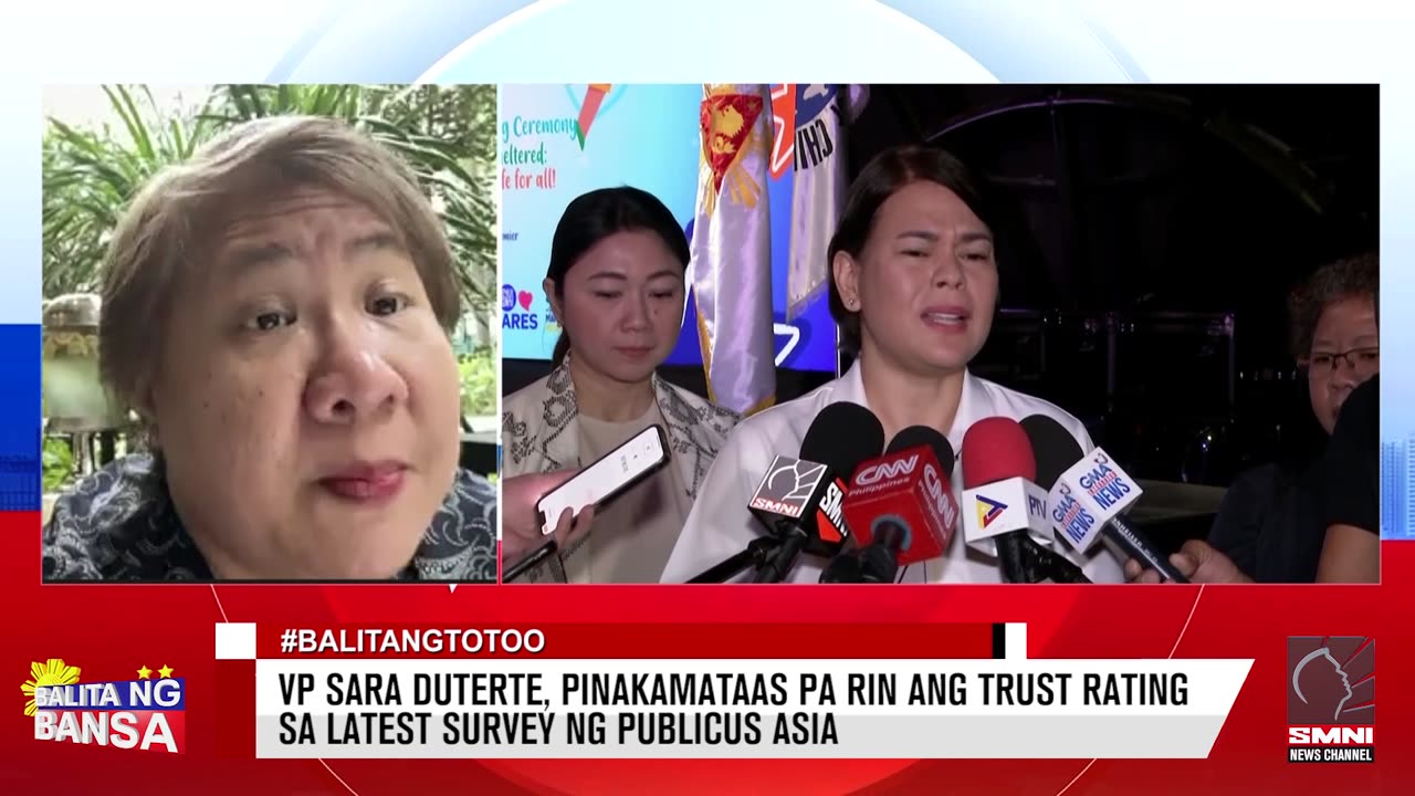 VP Sara Duterte, pinakamataas pa rin ang trust rating sa latest survey ng PUBLiCUS Asia