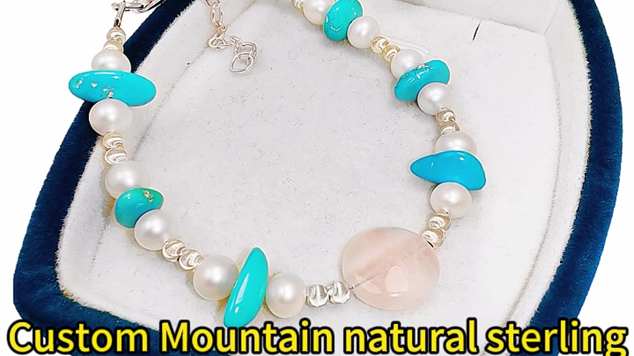 GN-20241015-01 Custom Mountain natural sterling turquoise Bracelet Shapeless Natural Pearl Amethyst