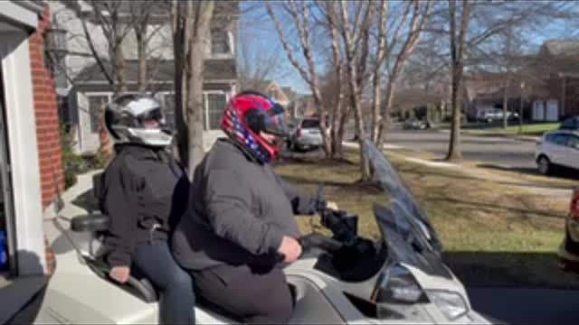 Taking Mom for her first ever ryde on the spyder.