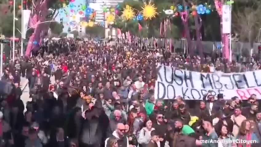 Tens of Thousands of Albanians Protest Against Soaring Fuel and Food Prices as the Cost of Living Skyrockets