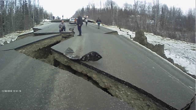 Alaskan Earthquake Creates Huge Cracks In Road