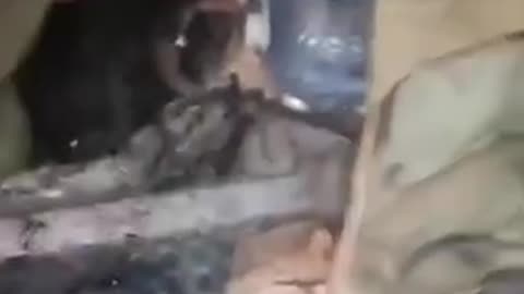 Russian Soldier Shows the Inside of Armored Vehicle After Drone Strike