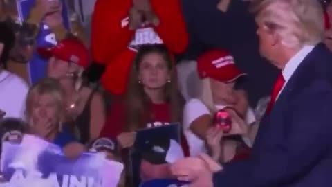 Trump leaving the stage pumped and dancing in Wilmington