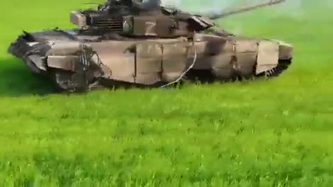 This Russian T-72B3 Obr. 2016 tank was halted in the fields of East Ukraine