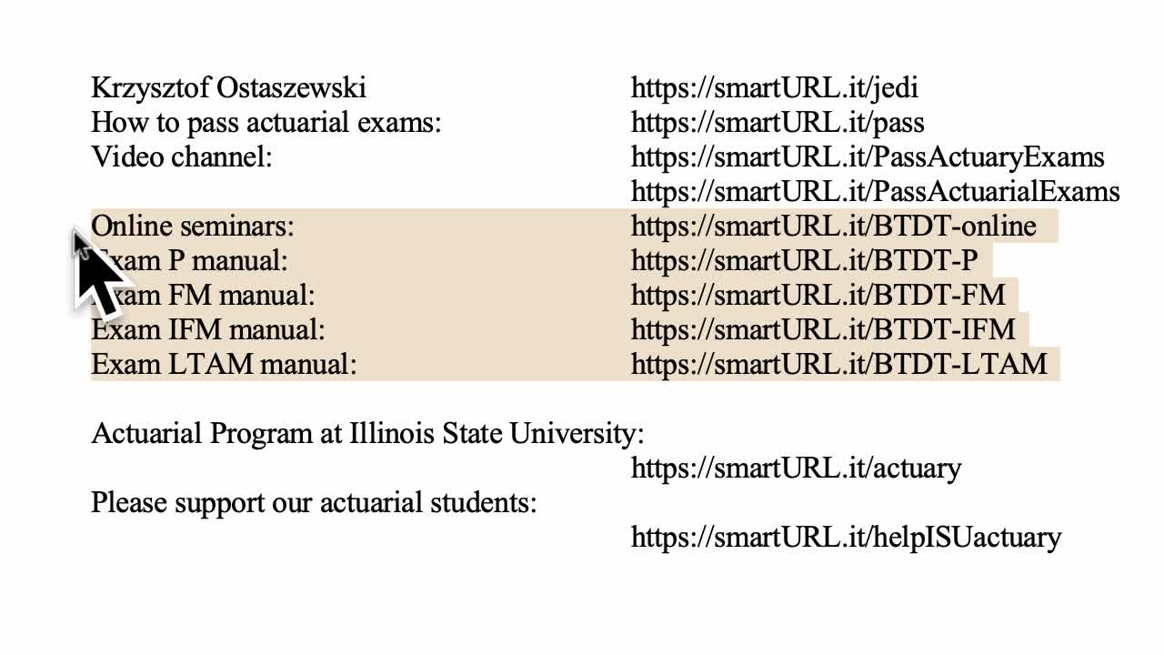 Exam FM exercise for April 4, 2022