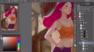 Make adjustments to the girl's face