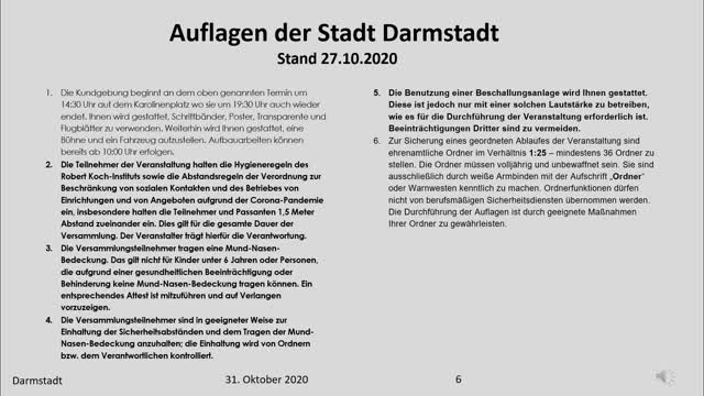 01 - Intro und Auflagen - Querdenken 615 Kundgebung 31.10.2020