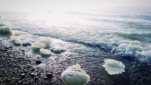 Blocks of Ice on the Seashore