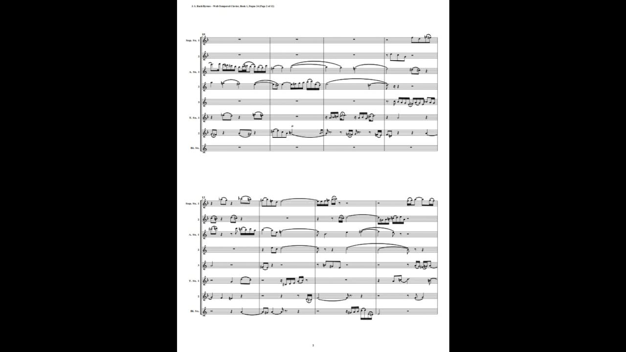 J.S. Bach - Well-Tempered Clavier: Part 1 - Fugue 24 (Saxophone Octet)