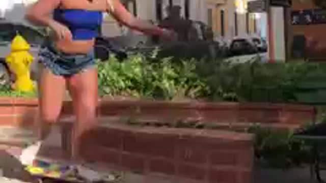 Girl takes a hard fall