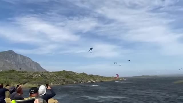 Extreme Kitesurfing jump over land!