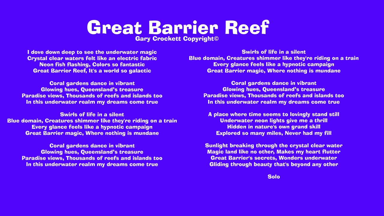 Great Barrier Reef Song