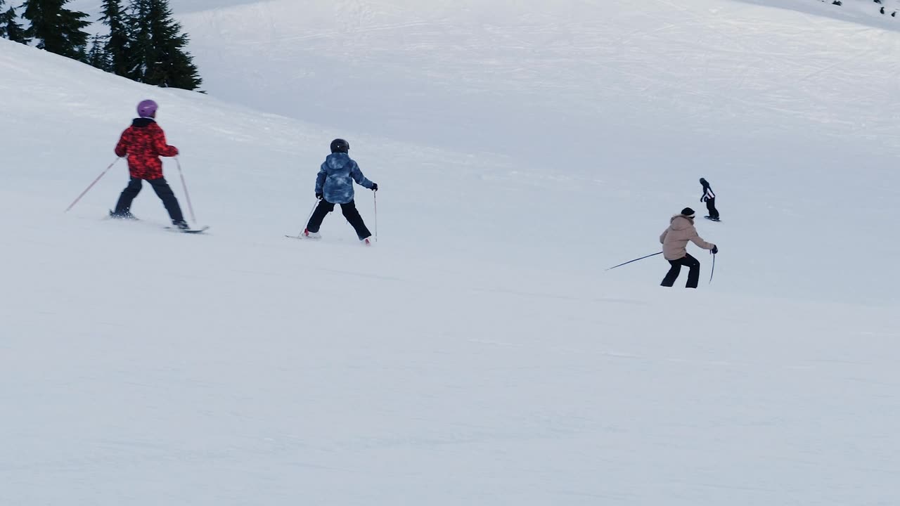 skiing on the snow