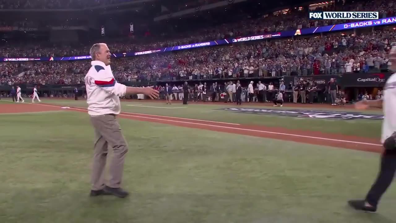 President Bush Throws The First Pitch of the World Series (W/Same Agent Who Passed Secret Envelope 2018)