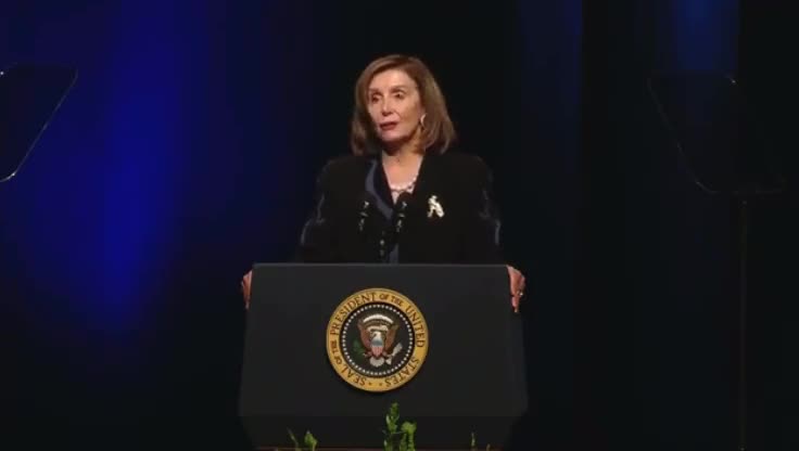 Nancy Pelosi almost takes a nosedive at the end of speech