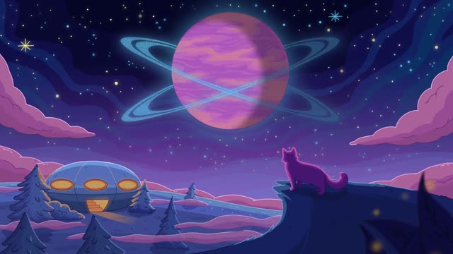 Time to go to some Distant Planets with Purple Cat