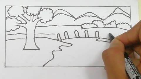 How to draw a simple scenery drawing