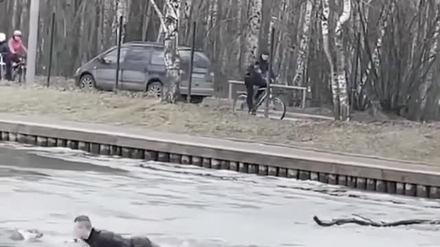 This kindly hearted people helping dog