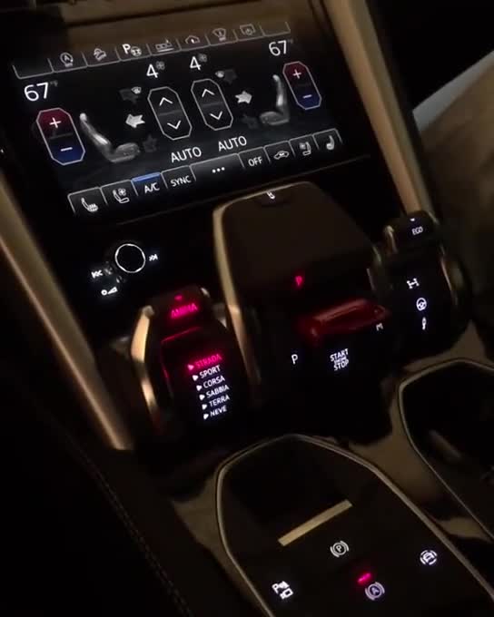 Lamborghini car engine start with button.