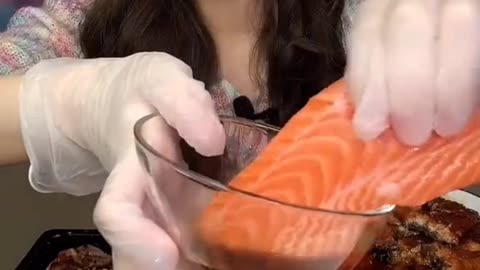 #Poke seasoned #eel #먹방 salmon soy sauce eating show Sea food shrimp 🦐 양념 장어 연어 #mukbang
