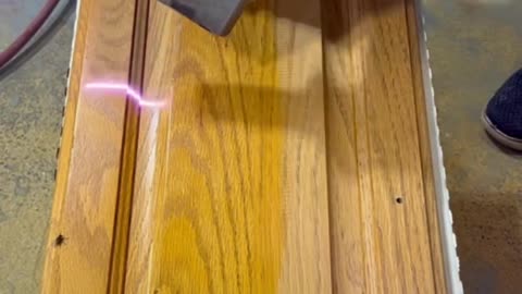 Effortless laser stripping of a cupboard door
