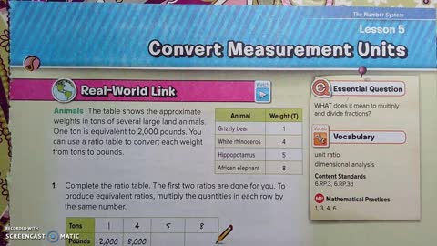 Gr 6 - Ch 4 - Lesson 5 - Convert Measurement Units