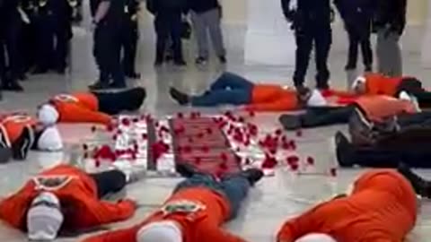 In Washington DC inside Capitol Building, a pro-illegal aliens group protesting and