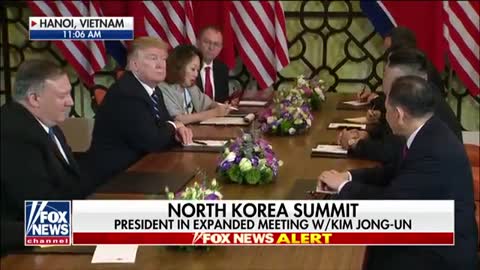 Trump speaks to press after one-on-one with Kim