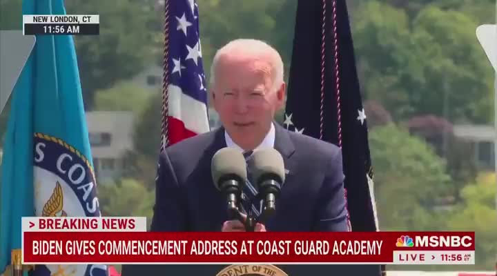 Biden Has Awkward "Please Clap" Moment During Coast Guard Address