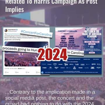 Fact Check: Massive Charlotte, North Carolina Crowd NOT Related To Harris Campaign As Post Implies