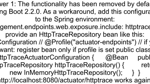 quothttptracequot endpoint of Spring Boot Actuator doesn39t exist anymore with Spring Boot 220