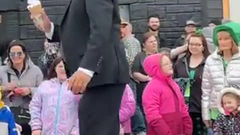 ST. PATRICK'S DAY PARADE IN WISCONSIN With a Biden lookalike riding on a trailer.