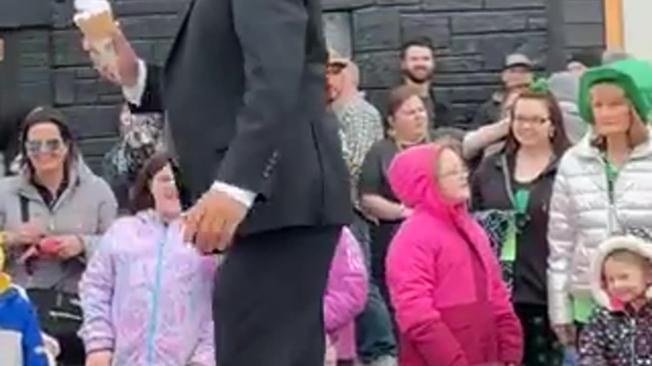 ST. PATRICK'S DAY PARADE IN WISCONSIN With a Biden lookalike riding on a trailer.