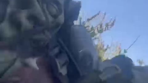 A serviceman of the Armed Forces of Ukraine under fire from rocket artillery